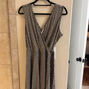 Elegant Brown and White Patterned Sun Dress